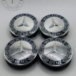 Mercedes-Benz 74mm Dark Blue and Chrome Wheel Center Caps