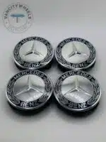 Mercedes-Benz 74mm Dark Blue and Chrome Wheel Center Caps