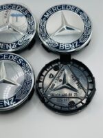 Mercedes-Benz 74mm Dark Blue & Chrome Wheel Center Caps - 4pc Set A1714000025 - Image 3
