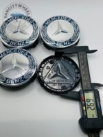 Mercedes-Benz 74mm Dark Blue & Chrome Wheel Center Caps - 4pc Set A1714000025 - Image 4