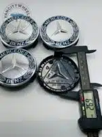 Mercedes-Benz 74mm Dark Blue & Chrome Wheel Center Caps - 4pc Set A1714000025 - Image 4