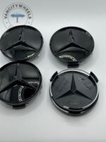 Mercedes-Benz 75mm Gloss Black Wheel Center Caps - 4pc Stealth Set - Image 3