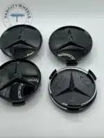 Mercedes-Benz 75mm Gloss Black Wheel Center Caps - 4pc Stealth Set - Image 3