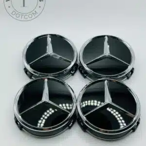 Mercedes-Benz 75mm Gloss Black and Chrome Wheel Center Caps