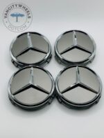 Mercedes-Benz 75mm Gloss Grey and Chrome Wheel Center Caps