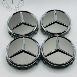 Mercedes-Benz 75mm Gloss Grey and Chrome Wheel Center Caps