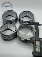 Mercedes-Benz 75mm Gloss Grey Wheel Center Caps - 4pc Set A0004000900 - Image 4