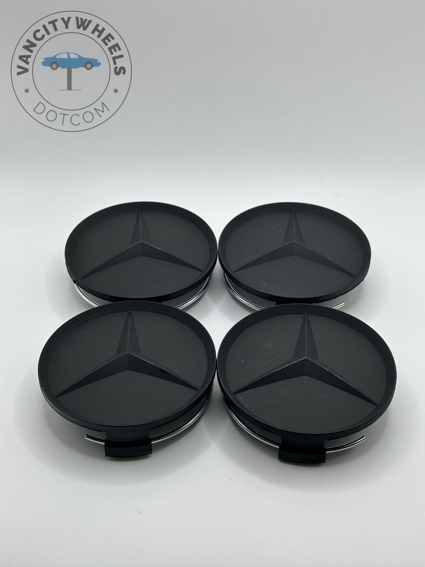 Mercedes-Benz 75mm Matte Black Wheel Center Caps Mercedes-Benz 75mm Matte Black Wheel Center Caps