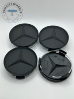 Mercedes-Benz 75mm Matte Black Wheel Center Caps - 4pc Stealth Set - Image 3