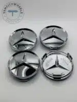 Mercedes-Benz 74mm Chrome Wheel Center Caps - 4pc Set for All Models - Image 3