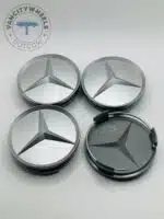 Mercedes Benz Wheel Center Caps - Set of 4 Silver 75mm - Image 3