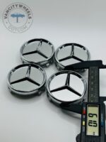 Mercedes Benz Wheel Center Caps 61mm - Set of 4 Gloss Silver Chrome - Image 2