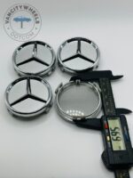 Mercedes Benz Wheel Center Caps 61mm - Set of 4 Gloss Silver Chrome - Image 4