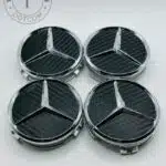 Mercedes-Benz 75mm Black and Grey Wheel Center Caps