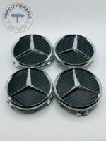 Mercedes-Benz 75mm Black and Grey Wheel Center Caps