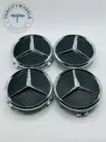 Mercedes-Benz 75mm Black and Grey Wheel Center Caps