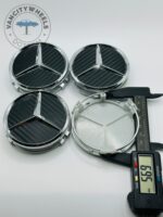 Mercedes-Benz 75mm Black & Grey Wheel Center Caps - 4pc Set 76mm - Image 3