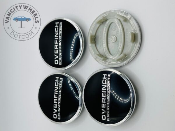 Overfinch 63mm Black & Chrome Wheel Center Caps - 4pc Set for Range Rover - Image 2