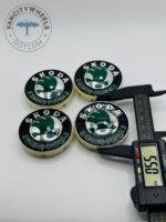 Skoda 55mm Wheel Center Caps - 4pc Green & Black Heritage Set IZD601151A - Image 2