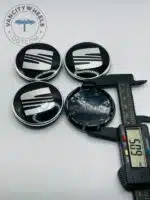 Set Of 4 Seat Black/silver Alloy Wheel Center Caps 55mm, Center Hub Caps For Seat 55mm - Image 2