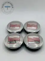 Set Of 4 Seat Silver/red Alloy Wheel Center Caps 63mm, Center Hub Caps For Seat 63mm - Image 4