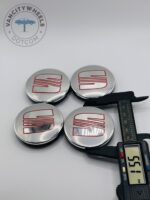 Seat Wheel Hub Center Caps - Set of 4 Silver/Red 55mm - Image 4