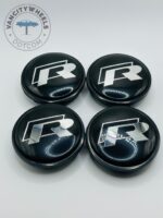 VW R 65mm Black Wheel Center Caps