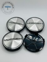 Vossen 68mm Chrome & Black Wheel Center Caps - 4pc Aftermarket Set - Image 3