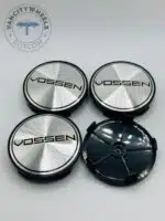 Vossen 68mm Chrome & Black Wheel Center Caps - 4pc Aftermarket Set - Image 3