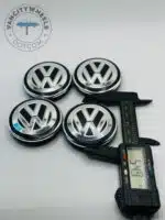 Volkswagen 55mm Grey & Silver Wheel Center Caps - 4pc Set 6CD601171 - Image 2
