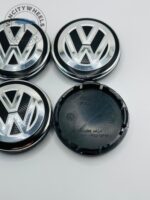 Volkswagen 55mm Grey & Silver Wheel Center Caps - 4pc Set 6CD601171 - Image 3
