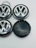 Volkswagen 55mm Grey & Silver Wheel Center Caps - 4pc Set 6CD601171 - Image 3