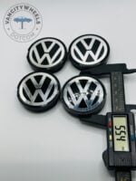 Volkswagen 56mm Grey & Silver Wheel Center Caps - 4pc Set 1J0601171 - Image 2