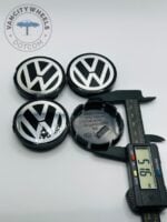 Volkswagen 56mm Grey & Silver Wheel Center Caps - 4pc Set 1J0601171 - Image 4