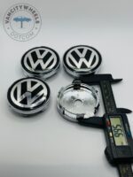 Set of 4 Black/Silver Volkswagen Alloy Wheel Center Caps 60mm, Black/Silver Center Hub Caps for Volkswagen 60mm - Image 4