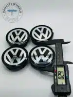 Volkswagen Wheel Center Caps 62mm - Set of 4 Black/Silver | 7L6601149B - Image 2
