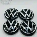 Volkswagen 65mm Black and Silver Wheel Center Caps 5H0601171