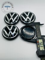 Volkswagen 65mm Black & Silver Wheel Center Caps - 4pc Mk8 Set 5H0601171 - Image 4