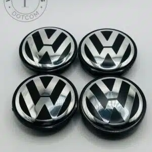 Volkswagen 65mm Black and Silver Wheel Center Caps