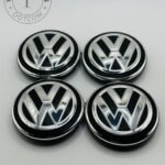 Volkswagen 65mm Black and Silver Wheel Center Caps
