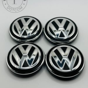 Volkswagen 65mm Black and Silver Wheel Center Caps