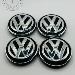 Volkswagen 65mm Black and Silver Wheel Center Caps