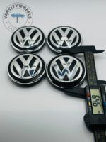 Volkswagen 65mm Black & Silver Wheel Center Caps - 4pc Set 5G0601171 - Image 2