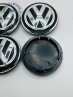Volkswagen 65mm Black & Silver Wheel Center Caps - 4pc Set 5G0601171 - Image 3