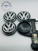 Volkswagen 65mm Black & Silver Wheel Center Caps - 4pc Set 5G0601171 - Image 4