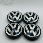 Volkswagen 69mm Black and Silver Wheel Center Caps