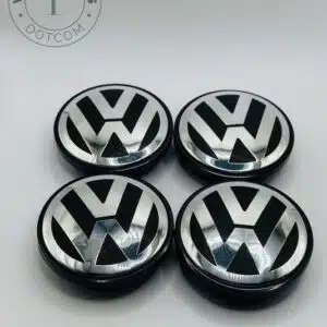 Volkswagen 69mm Black and Silver Wheel Center Caps