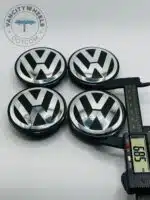 Volkswagen 69mm Black & Silver Wheel Center Caps - 4pc Set 7L6601149B - Image 2