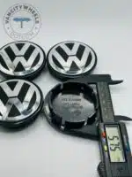 Volkswagen 69mm Black & Silver Wheel Center Caps - 4pc Set 7L6601149B - Image 4