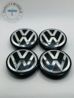Volkswagen 76mm Black and Silver Wheel Center Caps